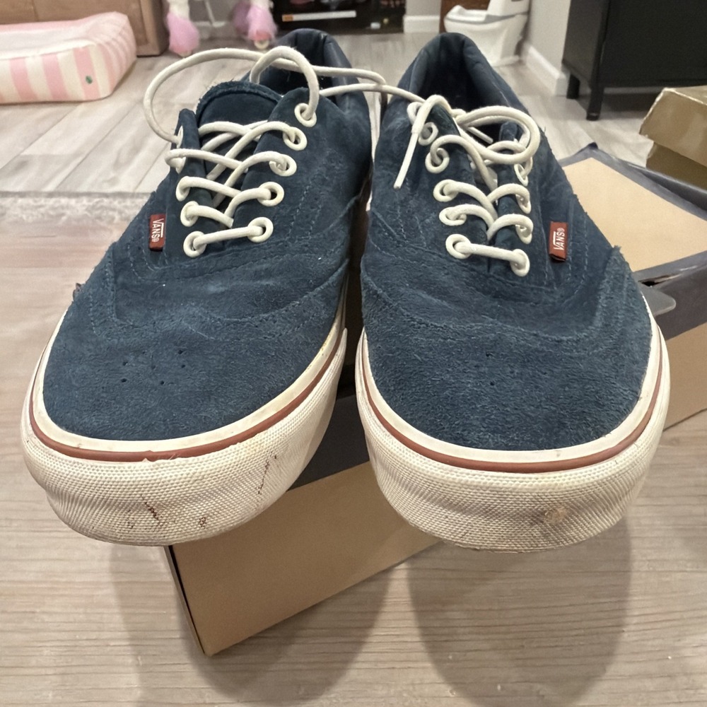 Size 10 - Vans Era Wingtip Ca Blue Suede Used With Box Midnight Navy Marshmallow
